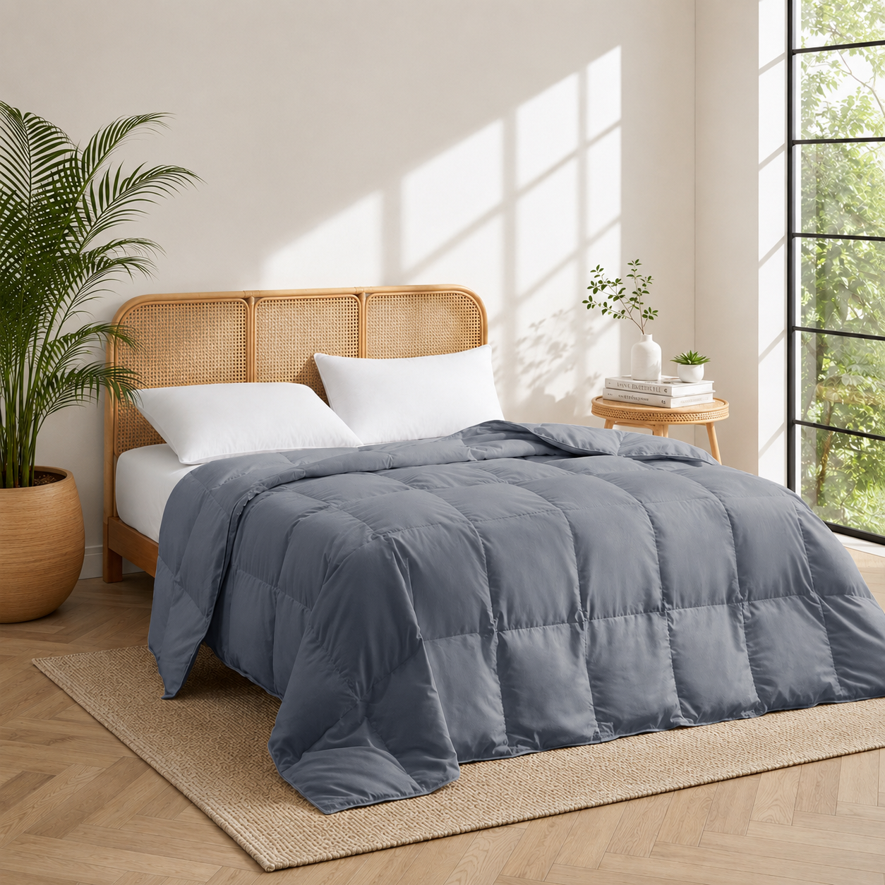 Unikome Goose Feather Fiber Lightweight Comforter, Duvet Insert with RDS Natural Fill, OEKO-TEX Certified, Box Stitch, 4 Side Ties & 4 Corner Loops