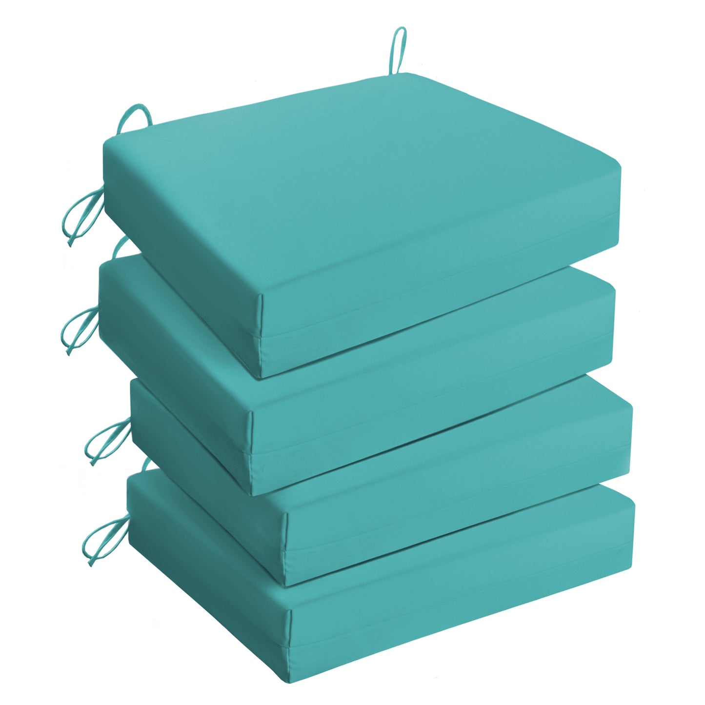 UNIKOME Outdoor Chair Cushions Pack of 4, Waterproof Patio Cushions with Ties, High Density Sponge Filling Square Corner Seat Cushions for Outdoor Furniture, 18.5"x16"x3"