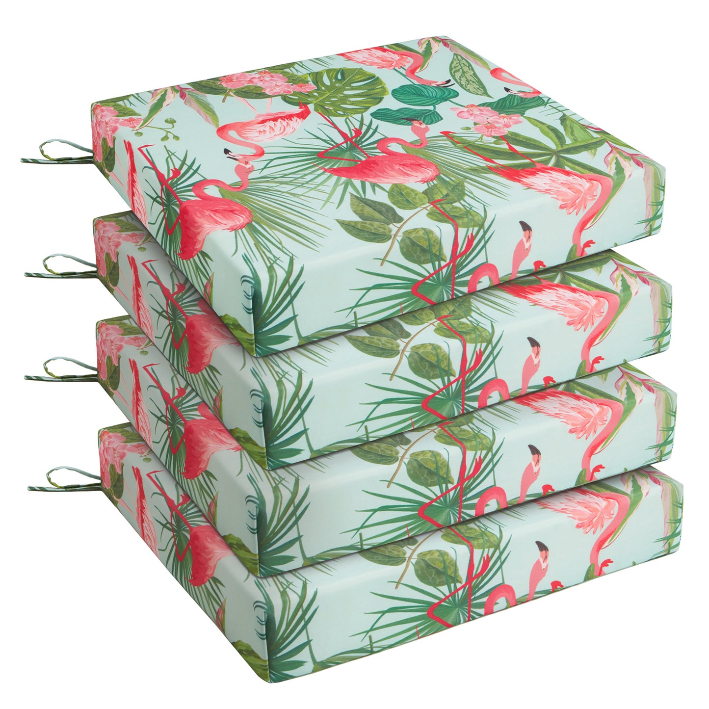 UNIKOME Outdoor Chair Cushions Pack of 4, Waterproof Patio Cushions with Ties, High Density Sponge Filling Square Corner Seat Cushions for Outdoor Furniture, 18.5"x16"x3"