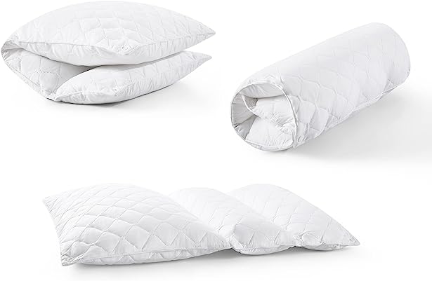 UNIKOME Bed Pillows for Sleeping, Down Alternative Travel Pillow, Down Alternative Filling Luxury Soft, Standard/Queen Size, White