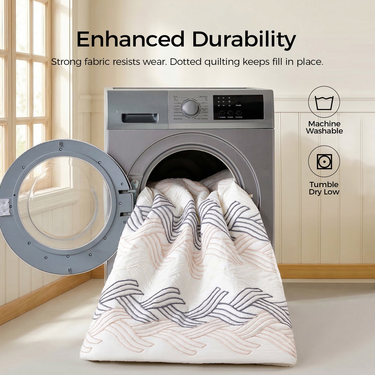 UNIKOME Queen Comforter Set White - Luxury Rope Embroidery Ultra Soft Lightweight Warm Bedding Set for All Seasons, 3 Pieces Down Alternative Bed Set with Comforter, 2 Pillowcases