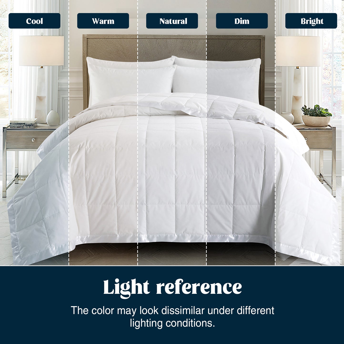 puredown® Blankets King Size - Soft Lightweight Down Blanket for Bed, Cozy Warm Luxury Bed Blanket with Satin Trim, White (108"X90")