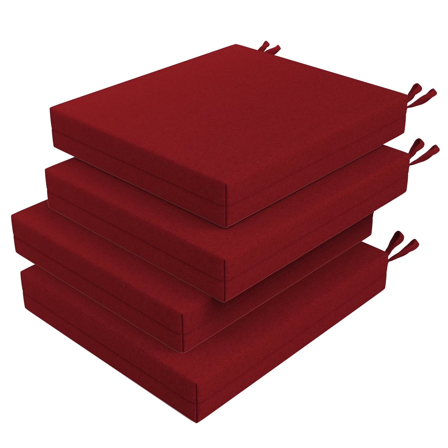 Unikome Outdoor Seat Cushions Set of 4 Solid Water-resistant Outdoor Patio Seat Cushion 18.5-Inch x 16-Inch Square, Wine Red