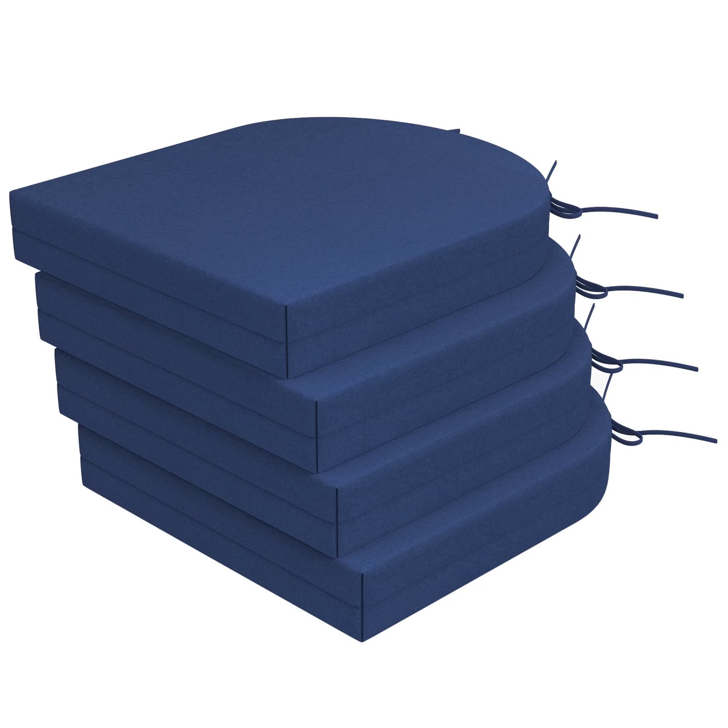 Unikome Waterproof Outdoor Patio Chair Cushions, 17 x 16 in Rounded Square Garden Seat Pads, Navy Blue, Set of 4
