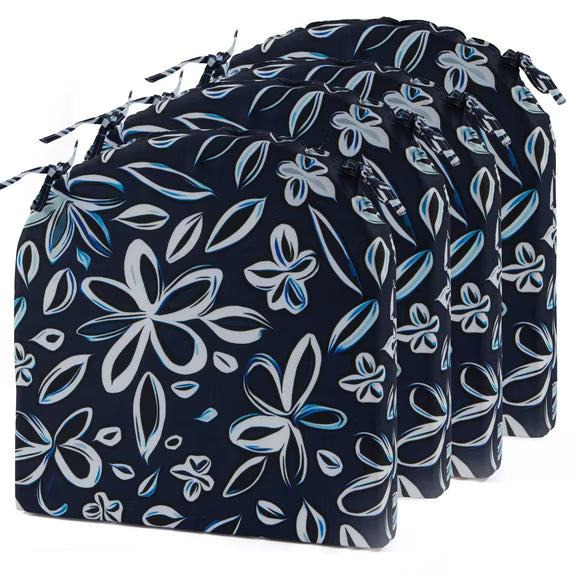Unikome 17" x 16" Navy Blue Chair Outdoor Seating Cushion, Waterproof (4 Count)