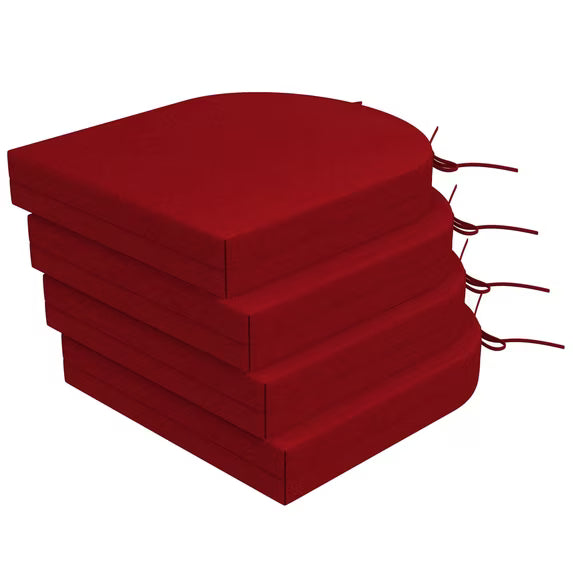 Unikome 4-Pack Outdoor Patio Seat Cushions, Solid Waterproof, Rounded Square, 17 inch x 16 inch, Wine Red