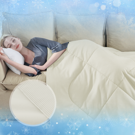 UNIKOME Cooling Blanket Twin Size - High Q-Max 0.4, Reversible Waffle Blanket for Summer, Soft Throw Blanket for Couch, Lightweight Summer Blanket, All Season Duvet Comforter