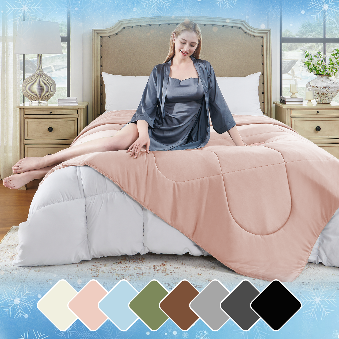 UNIKOME Cooling Blanket Twin Size - High Q-Max 0.4, Reversible Waffle Blanket for Summer, Soft Throw Blanket for Couch, Lightweight Summer Blanket, All Season Duvet Comforter