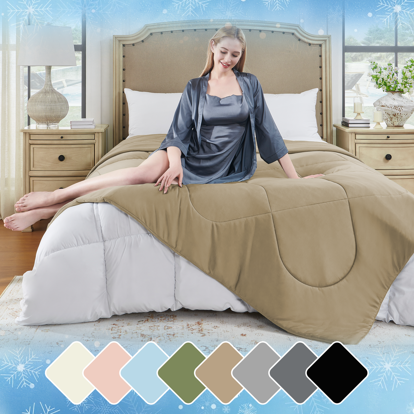 UNIKOME Cooling Blanket Twin Size - High Q-Max 0.4, Reversible Waffle Blanket for Summer, Soft Throw Blanket for Couch, Lightweight Summer Blanket, All Season Duvet Comforter