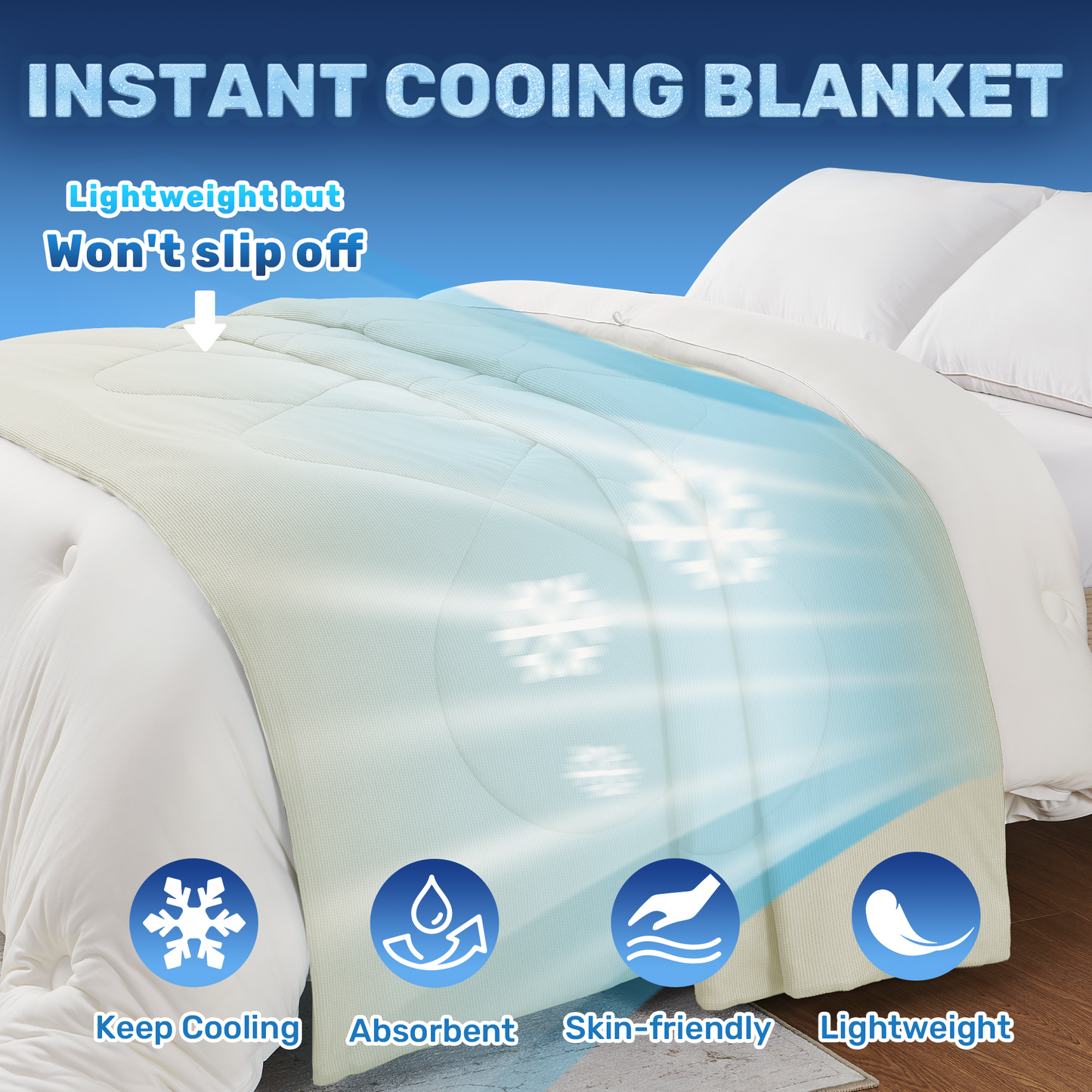 UNIKOME Cooling Blanket Twin Size - High Q-Max 0.4, Reversible Waffle Blanket for Summer, Soft Throw Blanket for Couch, Lightweight Summer Blanket, All Season Duvet Comforter