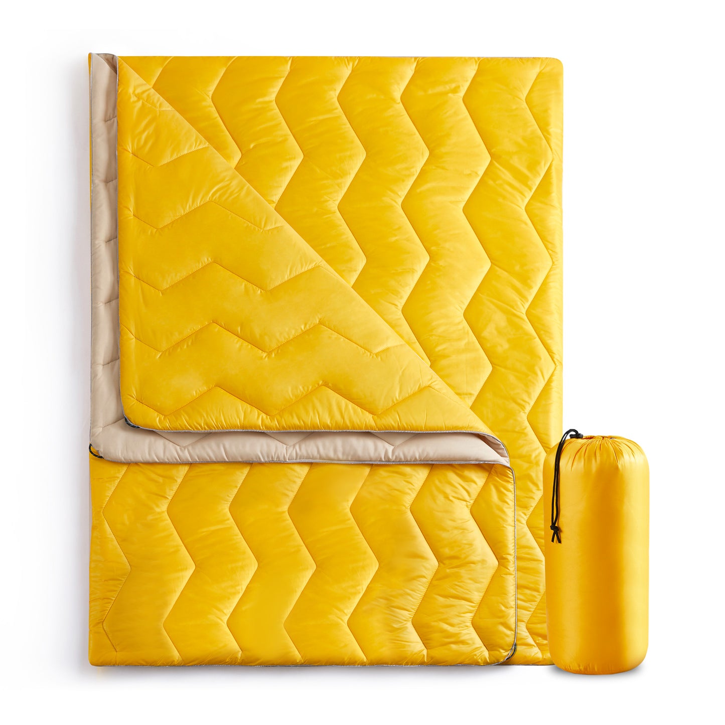 UNIKOME Outdoor Packable Camping Blanket, Lightweight Travel Blanket for Hiking, Camping, Dual-Sides Waterproof Puffy Down Alternative Camping Blanket with Snap Clasps, 75"×52",