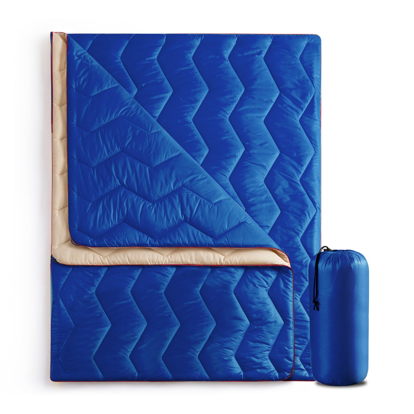 UNIKOME Outdoor Packable Camping Blanket, Lightweight Travel Blanket for Hiking, Camping, Dual-Sides Waterproof Puffy Down Alternative Camping Blanket with Snap Clasps, 75"×52",