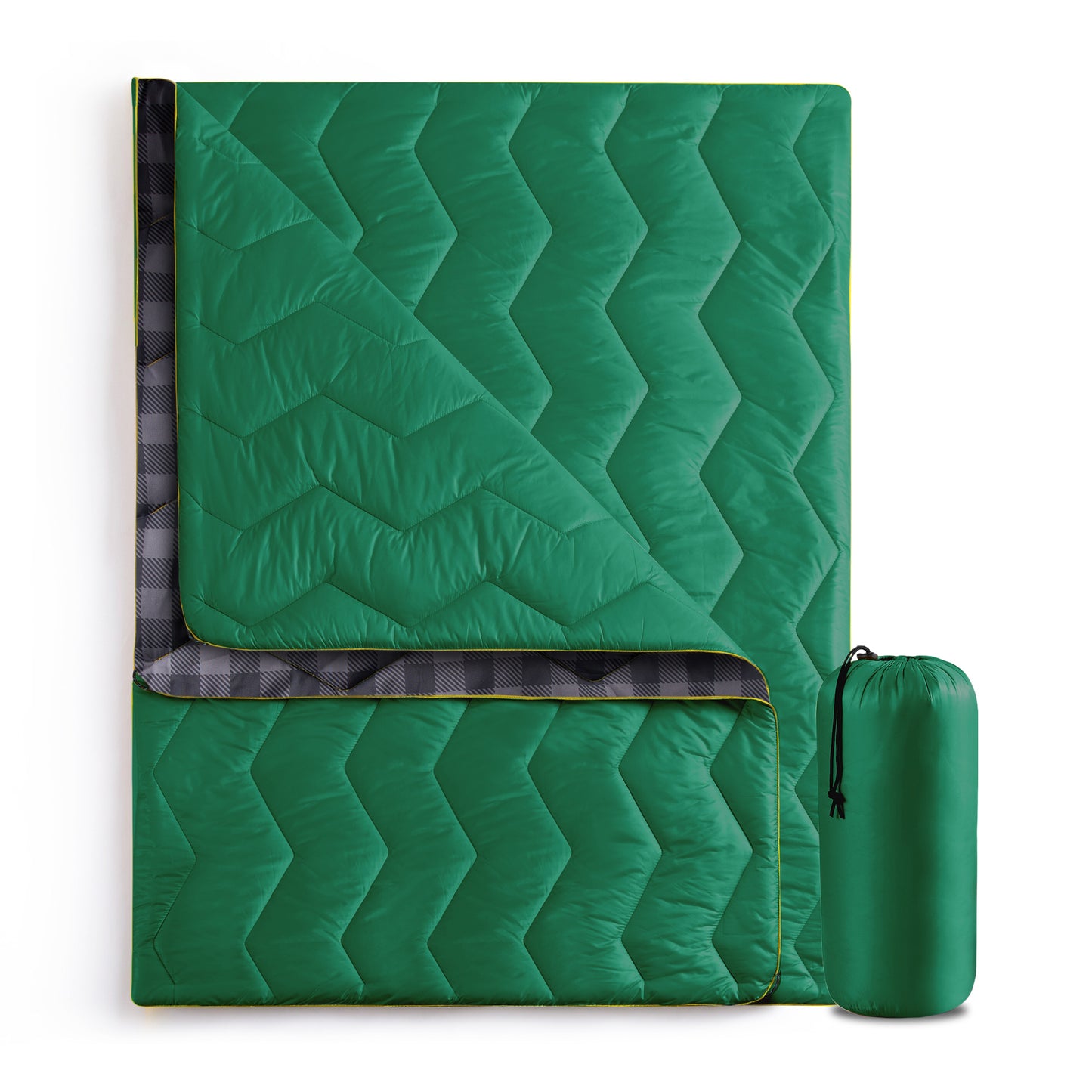 UNIKOME Outdoor Packable Camping Blanket, Lightweight Travel Blanket for Hiking, Camping, Dual-Sides Waterproof Puffy Down Alternative Camping Blanket with Snap Clasps, 75"×52",