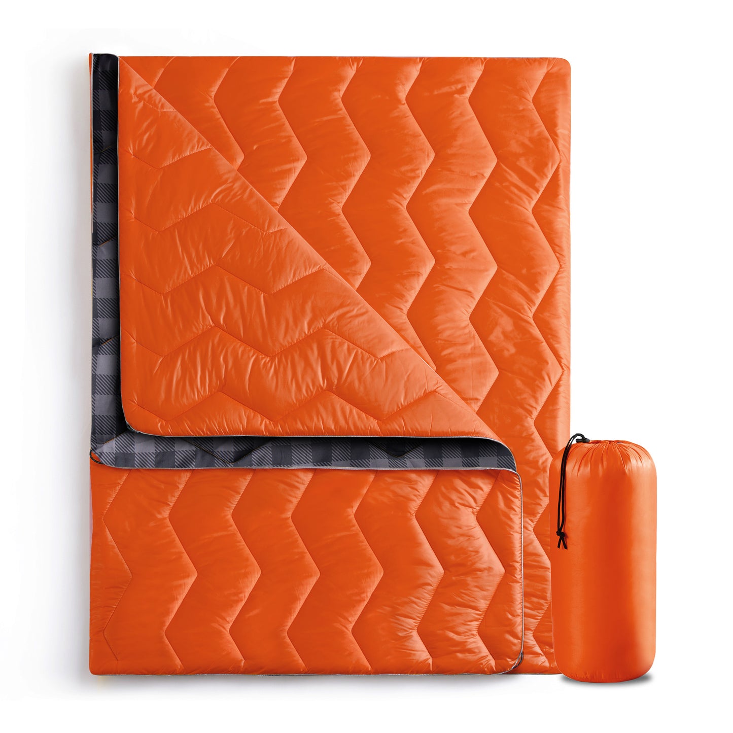 UNIKOME Outdoor Packable Camping Blanket, Lightweight Travel Blanket for Hiking, Camping, Dual-Sides Waterproof Puffy Down Alternative Camping Blanket with Snap Clasps, 75"×52",