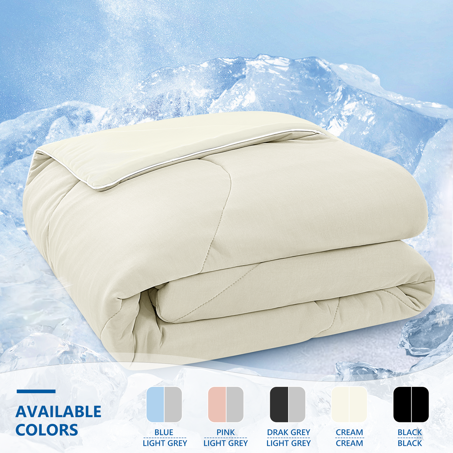 UNIKOME Dual-Sided Cooling Comforter, Luxury Summer Lightweight Silk Smooth Cooling Blanket for Night Sweats Hot Sleeper - Down Alternative Filling, Washable