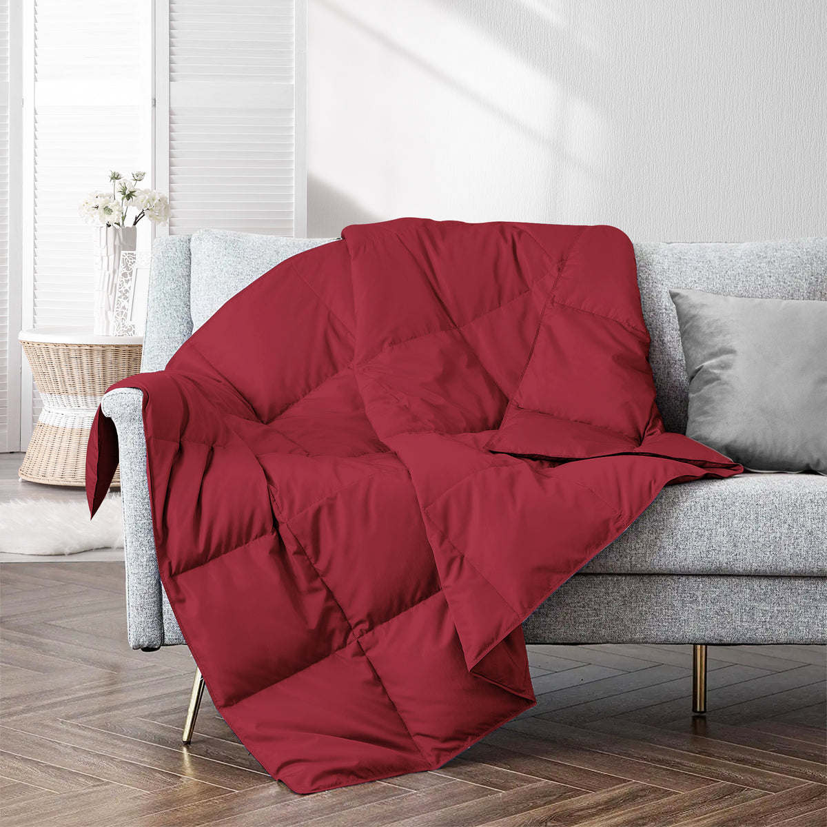 puredown® Feather Down Throw Blanket for Couch Decor Gift 50"X60" Navy
