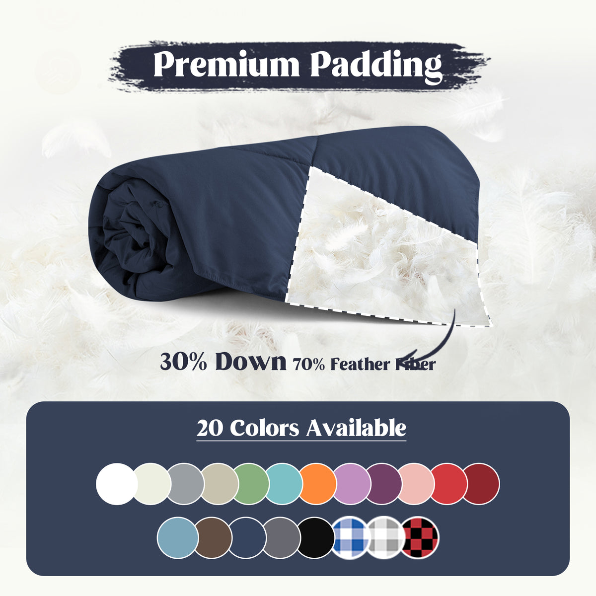 puredown® Feather Down Throw Blanket for Couch Decor Gift 50"X60" Navy