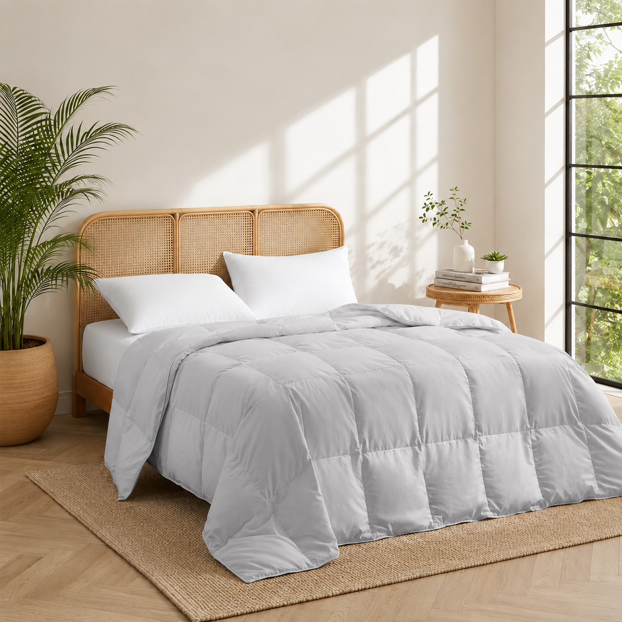 Unikome Goose Feather Fiber Lightweight Comforter, Duvet Insert with RDS Natural Fill, OEKO-TEX Certified, Box Stitch, 4 Side Ties & 4 Corner Loops