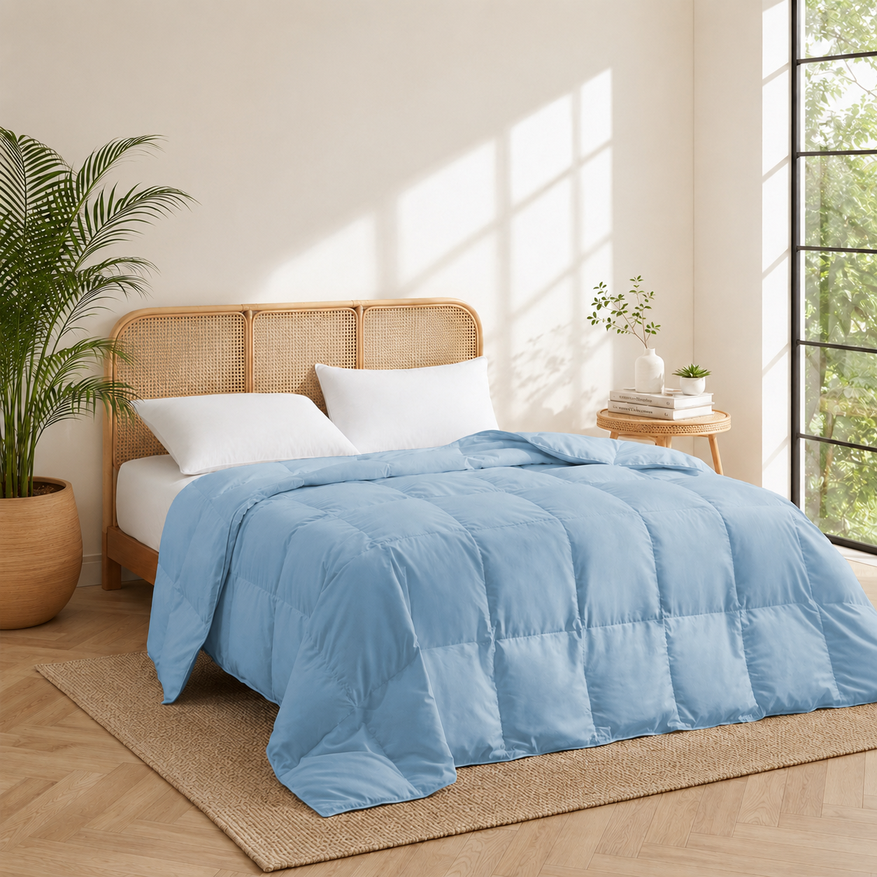 Unikome Goose Feather Fiber Lightweight Comforter, Duvet Insert with RDS Natural Fill, OEKO-TEX Certified, Box Stitch, 4 Side Ties & 4 Corner Loops