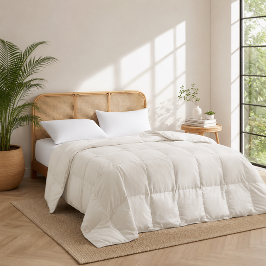 Unikome Goose Feather Fiber Lightweight Comforter, Duvet Insert with RDS Natural Fill, OEKO-TEX Certified, Box Stitch, 4 Side Ties & 4 Corner Loops