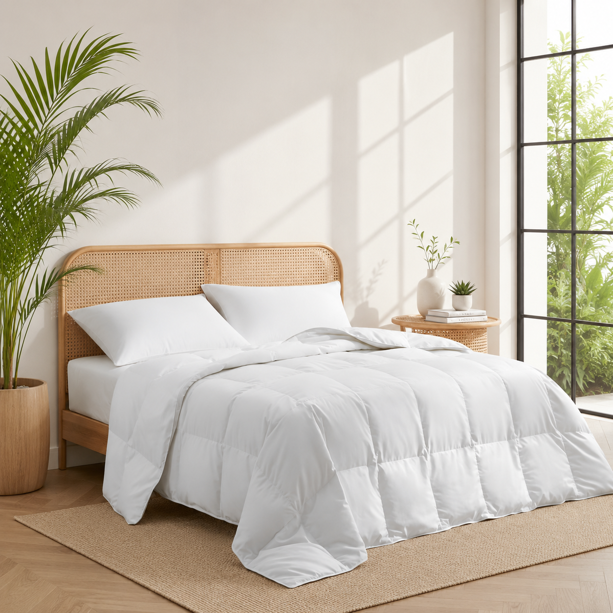 Unikome Goose Feather Fiber Lightweight Comforter, Duvet Insert with RDS Natural Fill, OEKO-TEX Certified, Box Stitch, 4 Side Ties & 4 Corner Loops