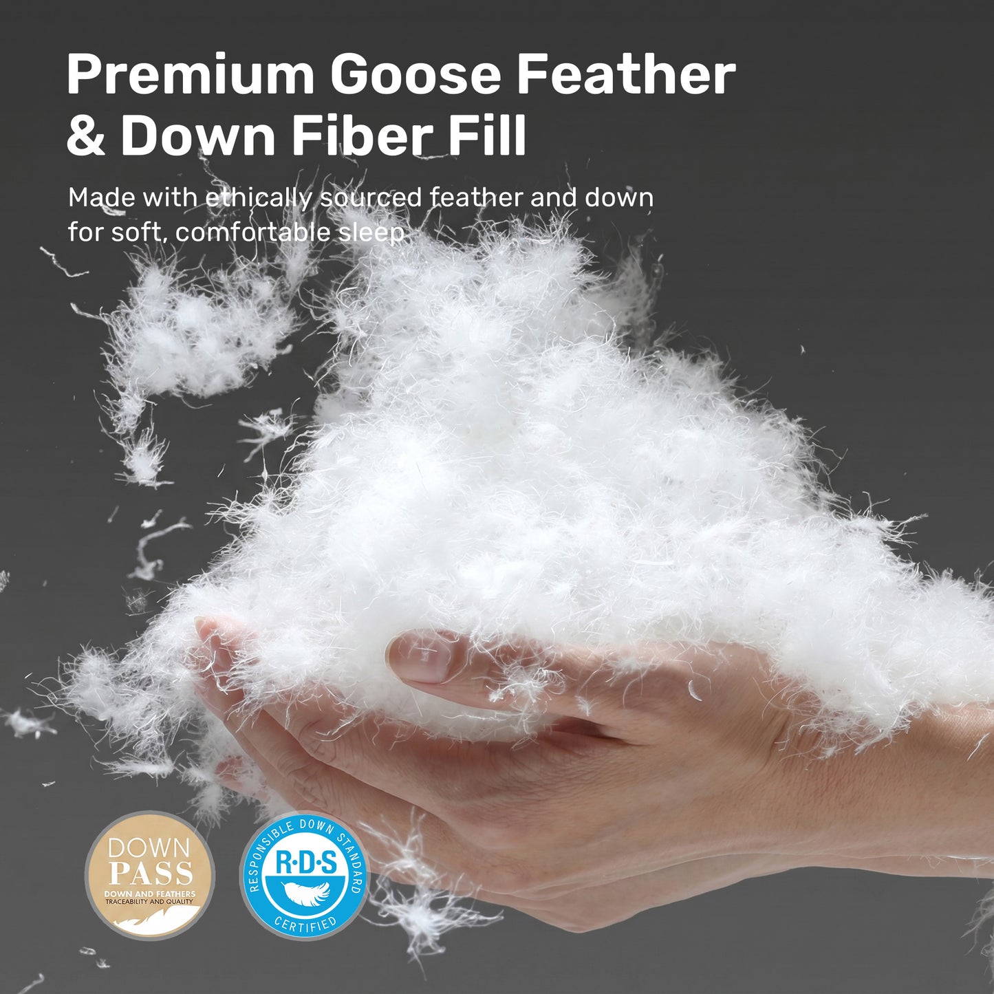 UNIKOME California Size Goose Feather Down Fiber Comforter, All Season Duvet Insert with Soft Downproof Cover, Fluffy Hotel Collection Bed Comforter with Corner Tabs (Light Gray, 108" X 94")