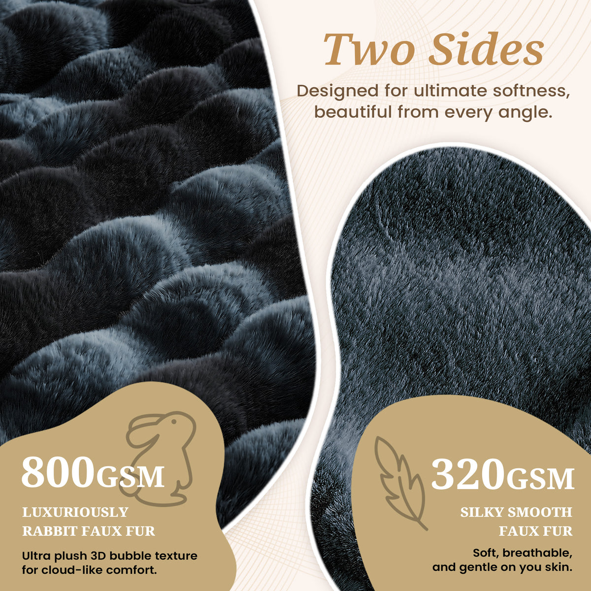 puredown®Faux Rabbit Fur Thick Throw Blanket for Couch, 1120GSM Tie-Dye Blue, Soft Thick Luxury Fluffy Cozy Blanket for Couch Sofa Bed, Warm Decorative Throw Blanket for Home Decor