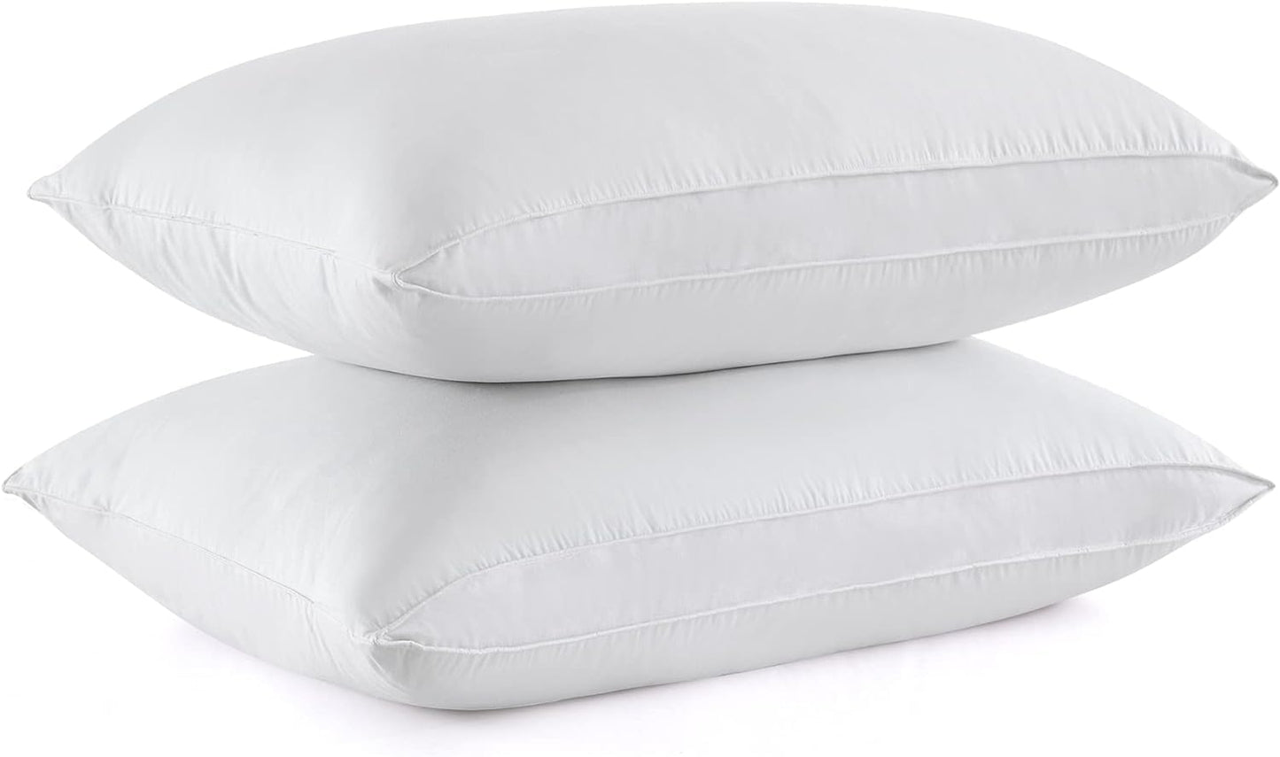 puredown® Goose Feather Down Pillows, Soft Bed Pillows for Sleeping with 100% Cotton Shell Set of 2