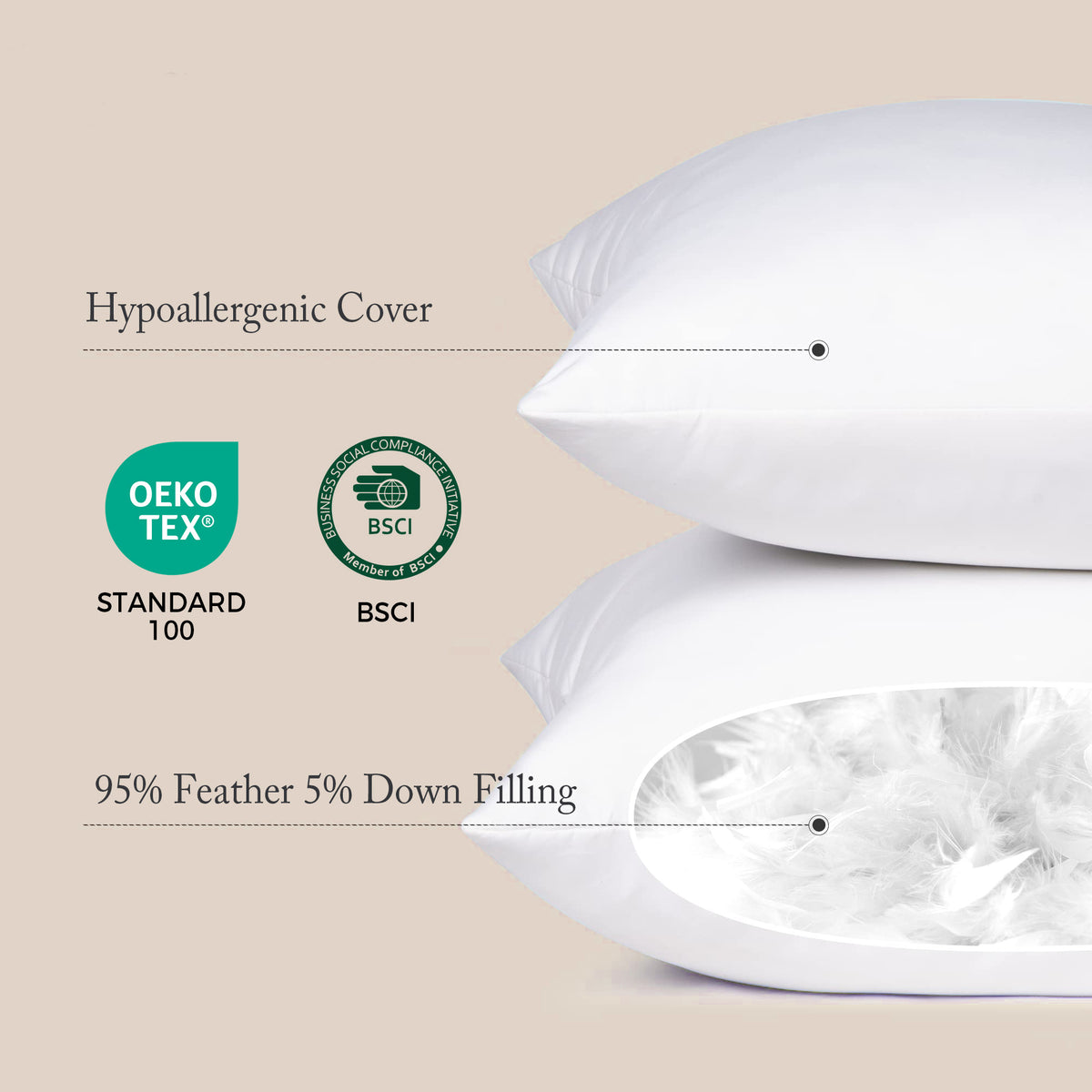 puredown® 18x18 Pillow Inserts, Feather Down Filled for Support, Set of 2 Fluffy & Supportive, Feather Down Filled, Throw Pillow Insert for Couch, Chairs, Bed, Sofa, Office Decoration