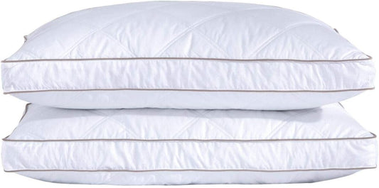 puredown® Goose Feathers and Down Pillow for Sleeping Hotel Collection Bed Pillows, Gusseted, King, Set of 2
