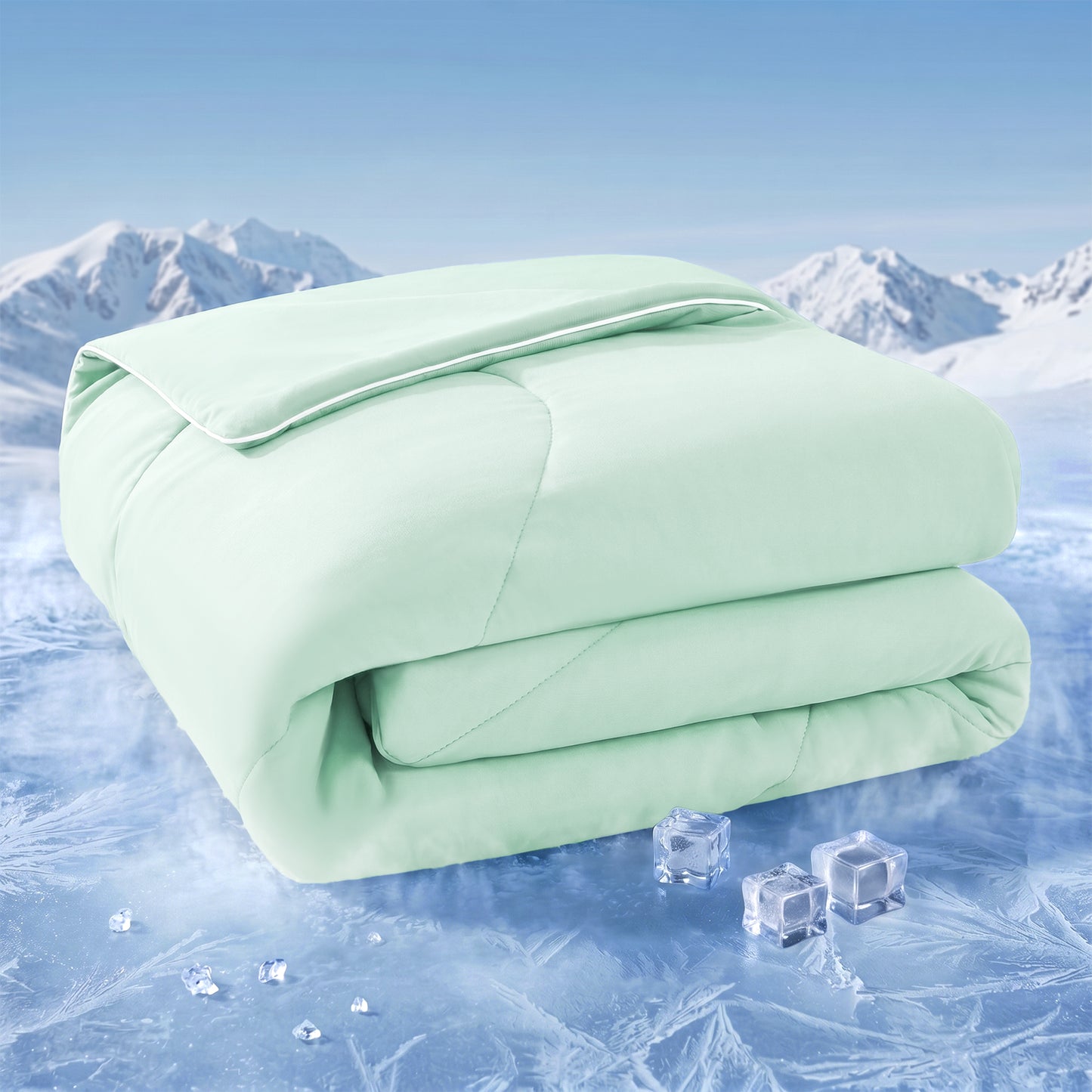UNIKOME Cooling Comforter Queen Size, Cooling Blanket for Hot Sleepers, Lightweight Breathable Summer Blanket, Cool to Touch for Night Sweats,90"x90", Light Green