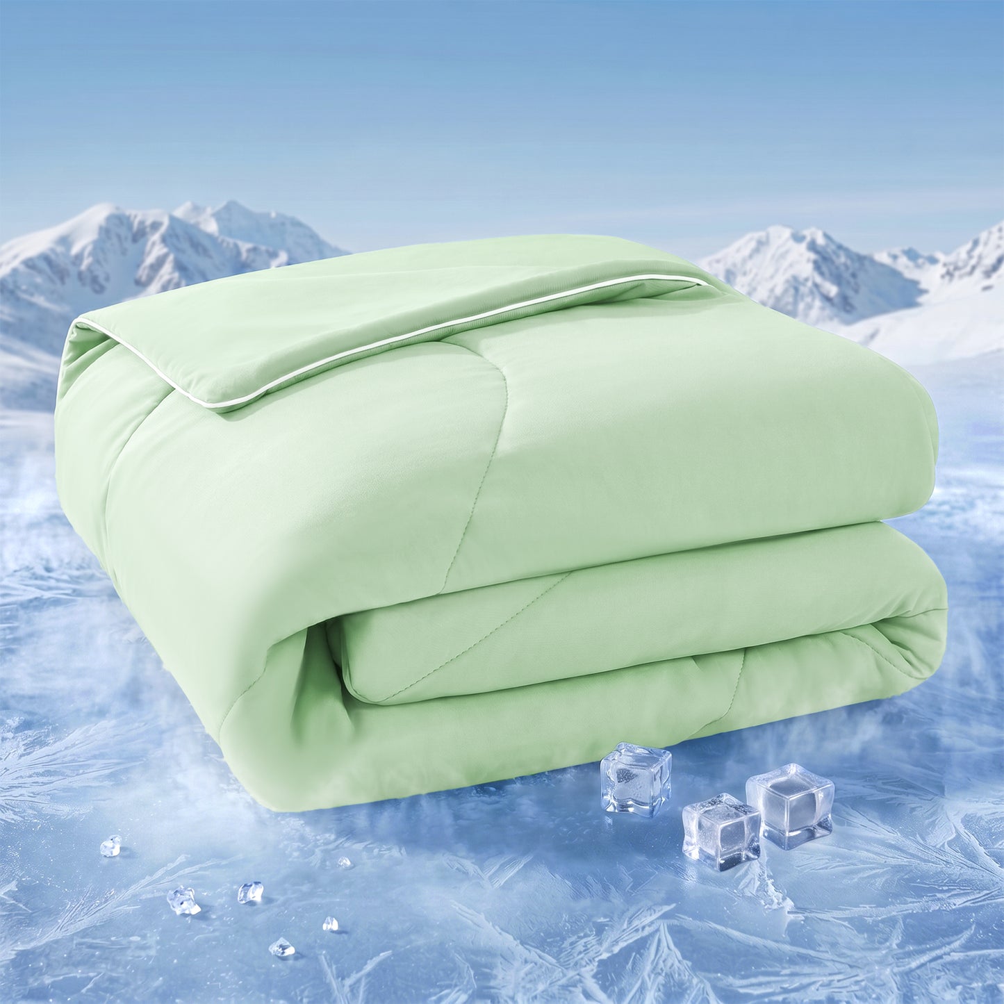 UNIKOME Cooling Comforter Queen Size, Cooling Blanket for Hot Sleepers, Lightweight Breathable Summer Blanket, Cool to Touch for Night Sweats,90"x90", Light Green