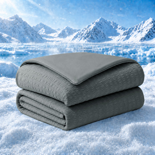 Unikome Cooling Blanket for Bed,Lightweight Reversible Summer Blanket,Soft Breathable Bubble Gauze Blanket with OEKO-TEX Certified Fabric,Machine Washable