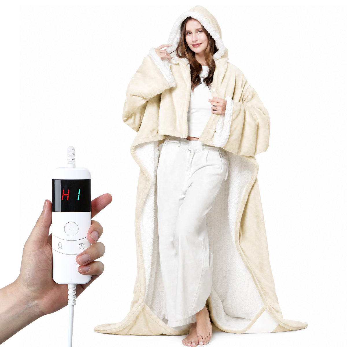 UNIKOME Wearable Electric Heated Blanket, 50 x 70 Inch, Grey