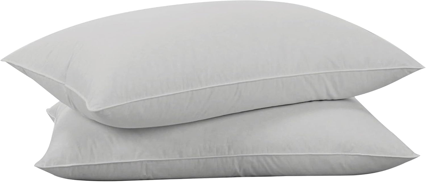puredown® Goose Feathers Down Pillows - Bed Sleeping Hotel Collection Pillows Set of 2 with 100% Cotton Cover, Grey