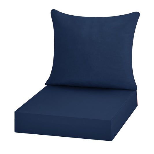 UNIKOME Outdoor Seat Cushions 22 X 24 X 4 Inch, Waterproof & Fade Resistant Patio Furniture Replacement Cushions with Removable Cover for Chair, Sofa, Couch, Wicker, Navy Blue