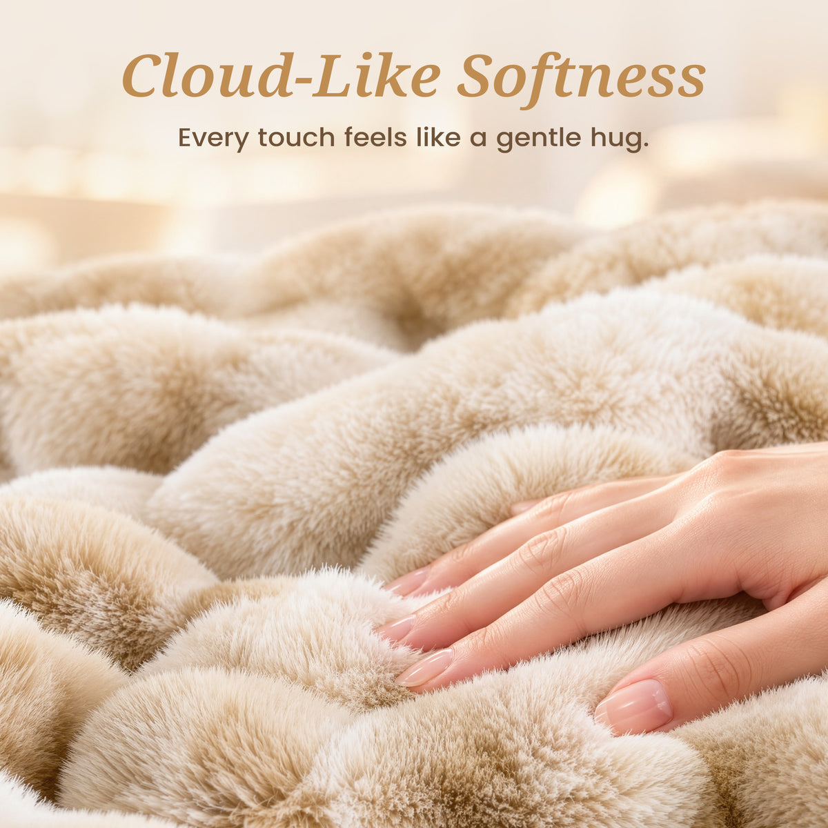 puredown®Faux Rabbit Fur Thick Throw Blanket for Couch, 1120GSM Tie-Dye Beige, Soft Thick Luxury Fluffy Cozy Blanket for Couch Sofa Bed, Warm Decorative Throw Blanket for Home Decor