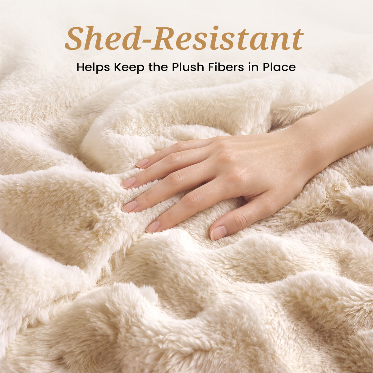 puredown®Faux Rabbit Fur Bubble Throw Blanket for Couch, Beige