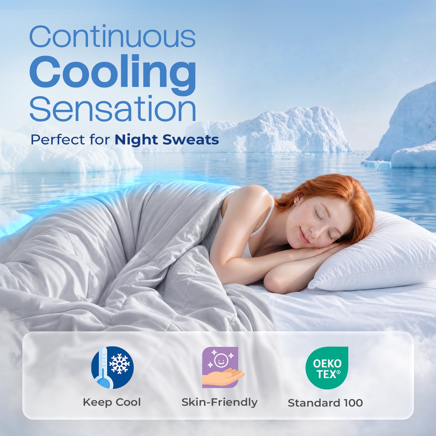 UNIKOME Cooling Comforter Queen Size, Cooling Blanket for Hot Sleepers, Lightweight Breathable Summer Blanket, Cool to Touch for Night Sweats,90"x90", Light Green