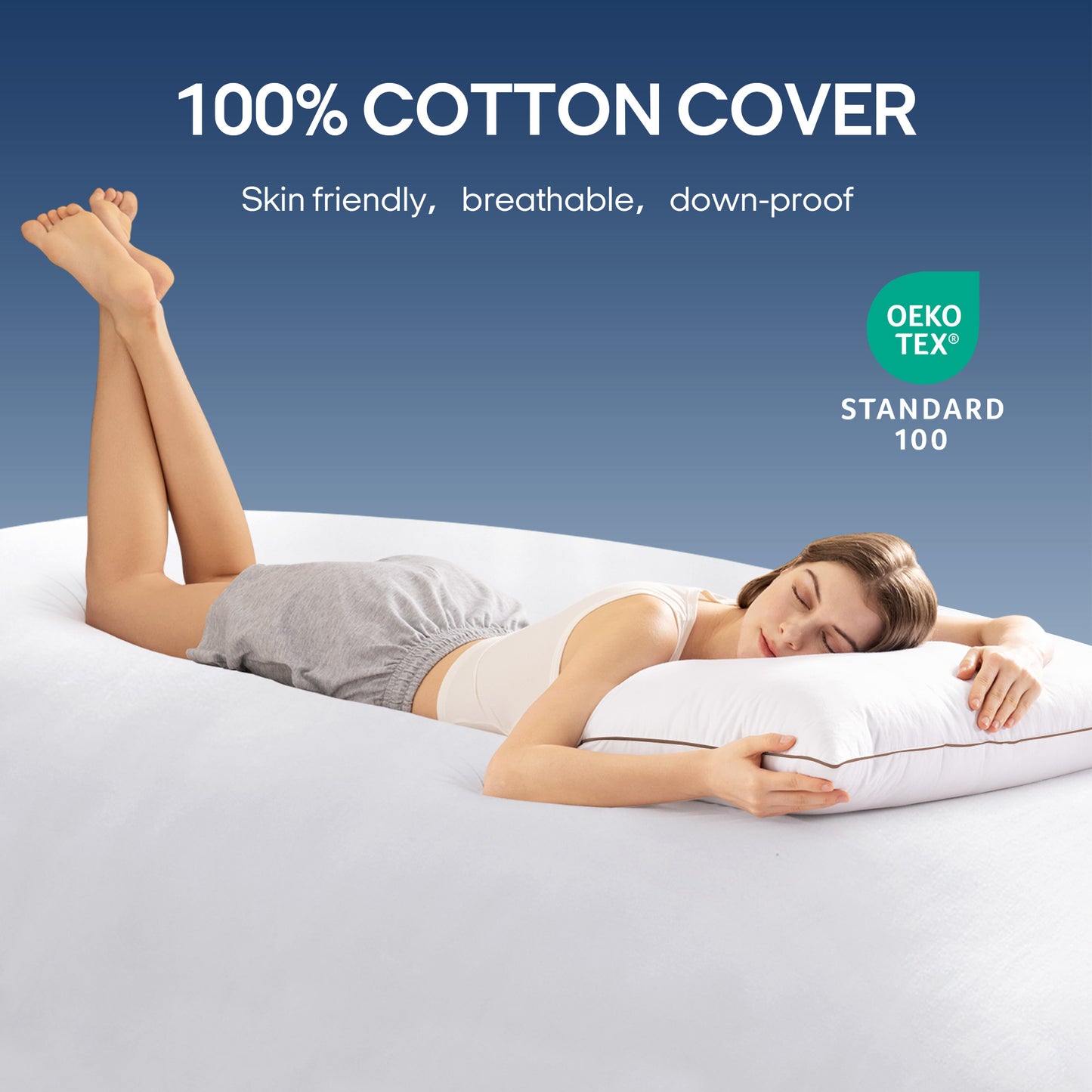 puredown® Goose Feathers and Down Pillows, Premium Medium to Firm Bed Pillows for Sleeping, Luxury Pillows with 100% Cotton Cover, 2 Pack