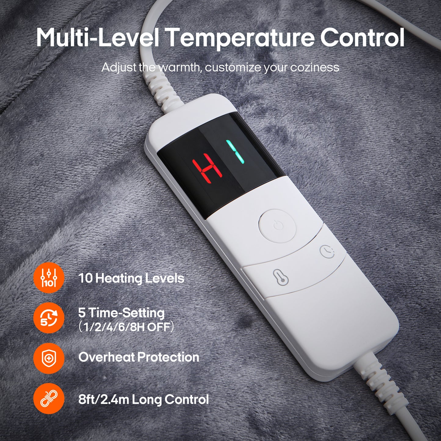 UNIKOME Wearable Electric Heated Blanket, 50 x 70 Inch, Grey