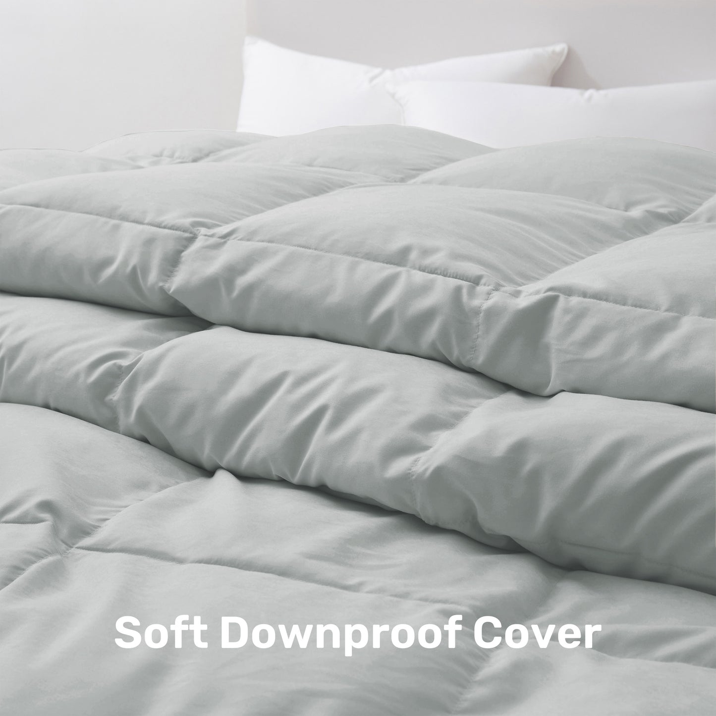 UNIKOME California Size Goose Feather Down Fiber Comforter, All Season Duvet Insert with Soft Downproof Cover, Fluffy Hotel Collection Bed Comforter with Corner Tabs (Light Gray, 108" X 94")