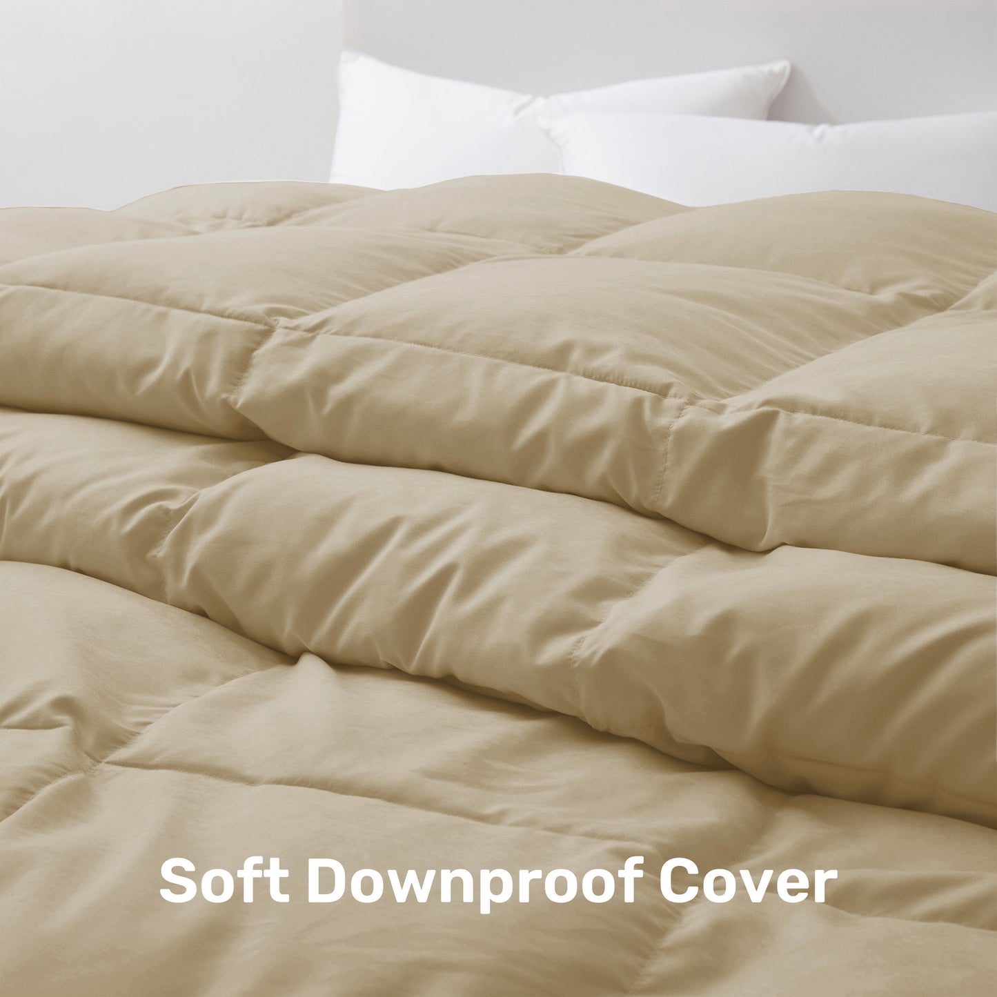 UNIKOME California Size Goose Feather Down Fiber Comforter, All Season Duvet Insert with Soft Downproof Cover, Fluffy Hotel Collection Bed Comforter with Corner Tabs (Ginger Yellow, 108" X 94")