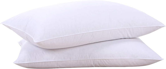 puredown® Goose Feathers and Down White Pillows with 100% Soft Cotton Cover, Bed Sleeping Hotel Collection Pillows Set of 2 Queen Size