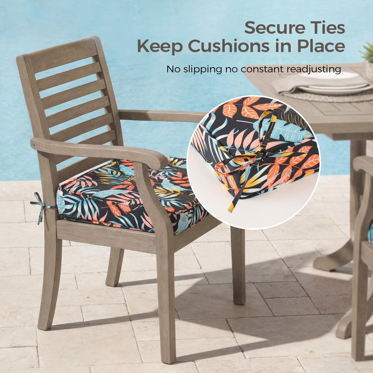 UNIKOME Outdoor Chair Cushions Set of 4, Water Resistant Patio Seat Cushions with Ties for Outdoor Furniture, High-Density Foam, UV & Fade Resistant, Piped Edge – 19" x 19" x 3", Colorful Leaves