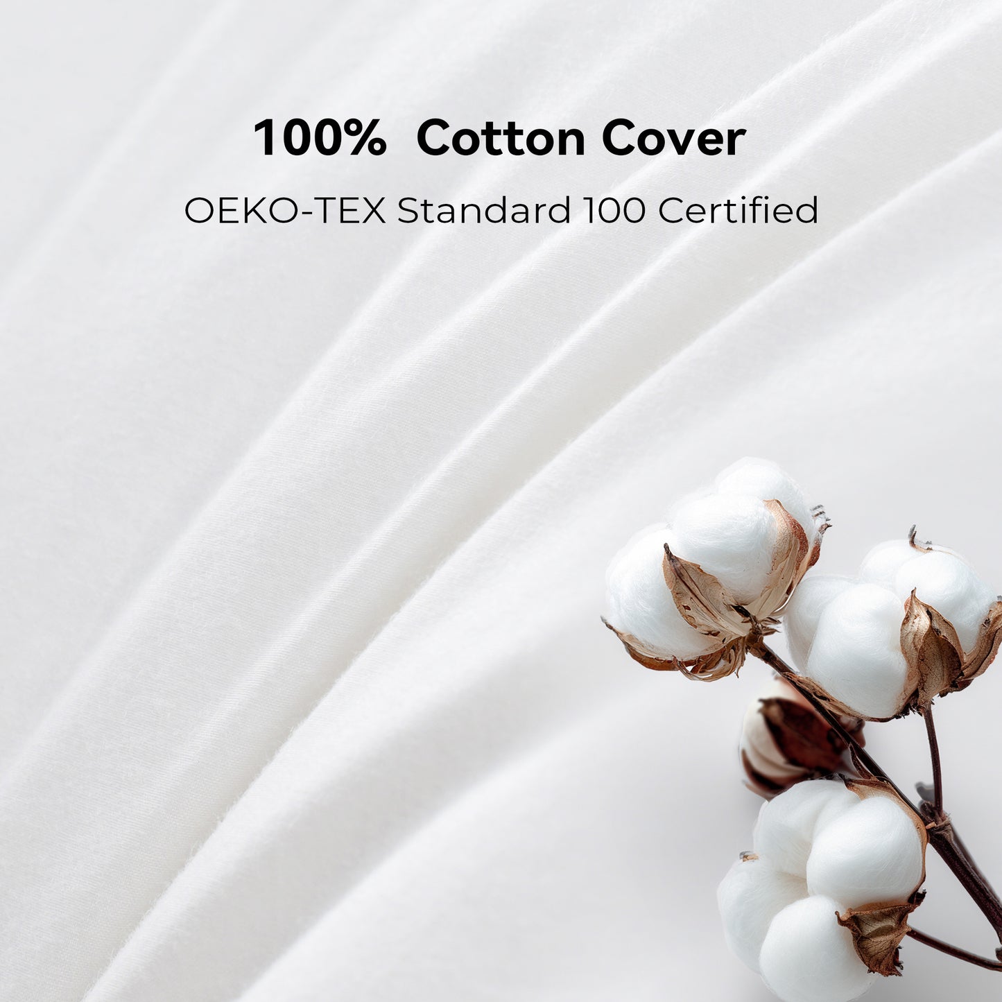 UNIKOME White Goose Down Feather Gusseted Pillows - 100% Cotton Cover - Standard Size Pillow Set of 2, Made in Japan Pillow for Sleeping