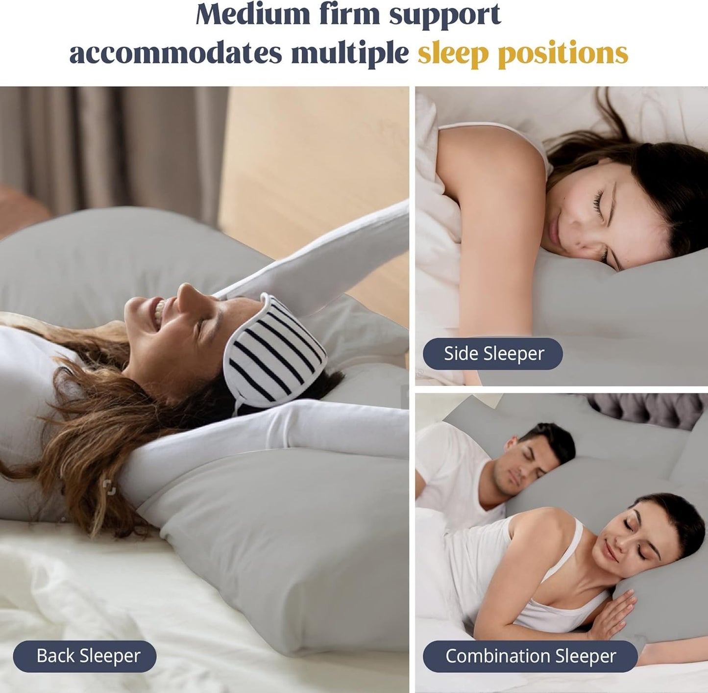 puredown® Goose Feathers Down Pillows - Bed Sleeping Hotel Collection Pillows Set of 2 with 100% Cotton Cover, Grey