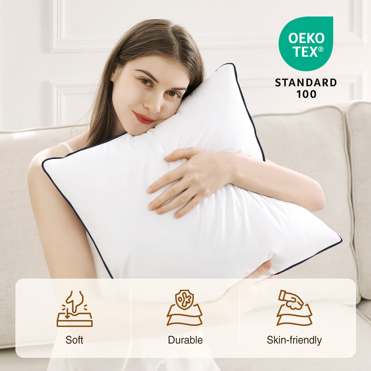 puredown® Pillow Inserts Set of 2, Fluffy Overfilled Down Alternative Lumbar Pillows, Soft Plush Decorative Throw Pillows for Couch, Sofa, Bed and Home Decor