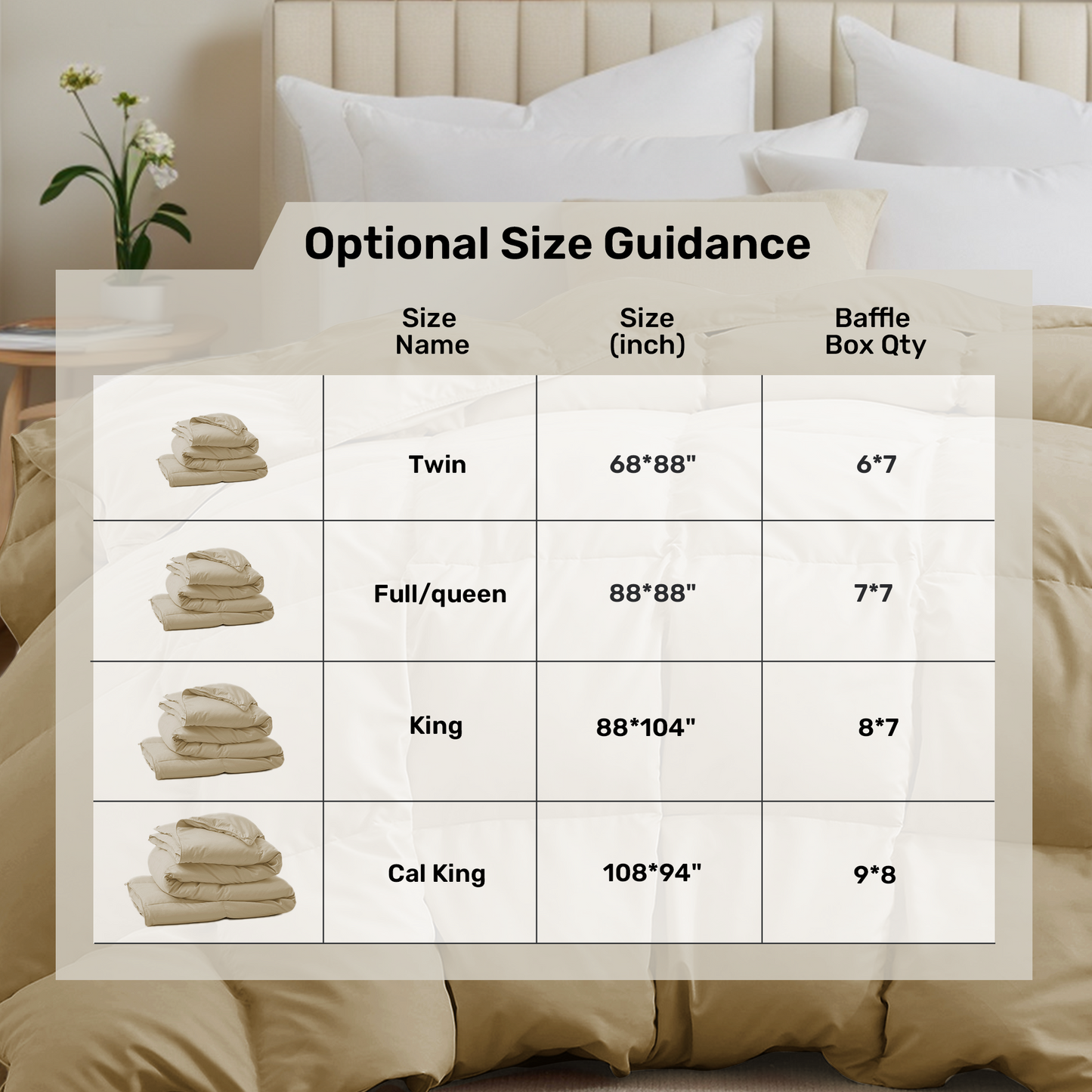 UNIKOME California Size Goose Feather Down Fiber Comforter, All Season Duvet Insert with Soft Downproof Cover, Fluffy Hotel Collection Bed Comforter with Corner Tabs (Ginger Yellow, 108" X 94")