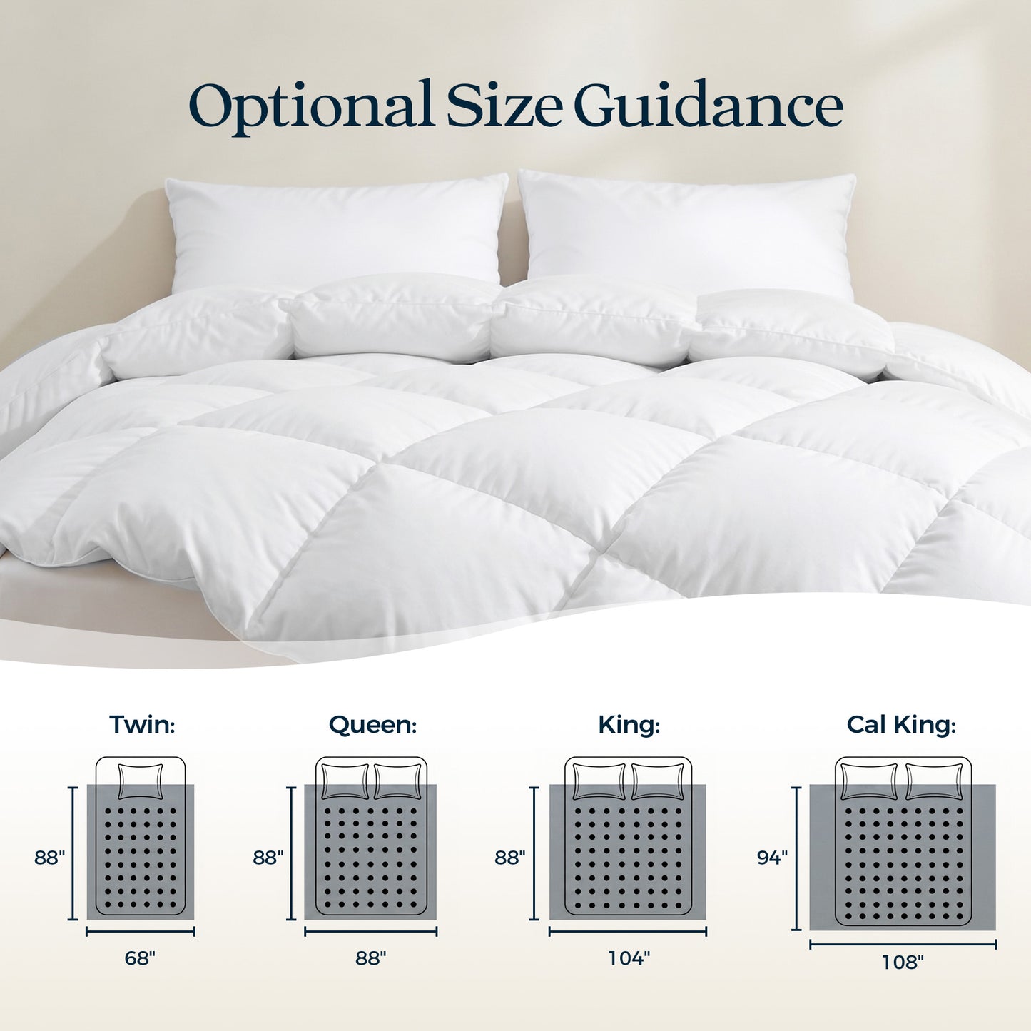 UNIKOME Goose Feather Down Fiber Comforter Cal King Size, All Season Hotel Luxury Bedding Comforter, Ultra Soft Fluffy Duvet Insert with Downproof Cover, 8 Corner Loops (Cal King, White, 108"X94")